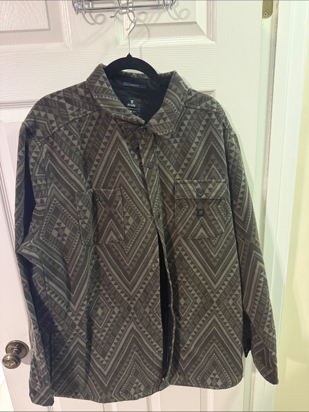 Roark Olive & Brown Aztec Button-Up Shirt Jacket